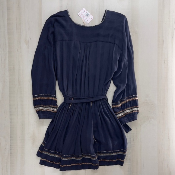 NWT $148 FREE PEOPLE Delilah midnight long sleeve boho mini dress XS - Picture 8 of 9